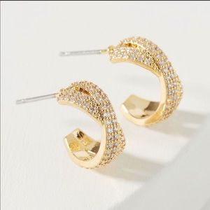 Anthropologie Rihannon Gold Huggie Hoop Earrings